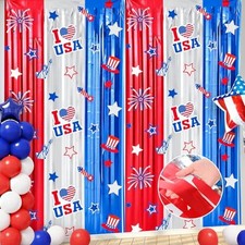 Red White Blue Decorations 2 Pack 3.3 x 6.6 Ft Patriotic 4th of Independence