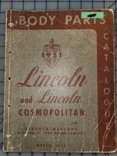 1951 Lincoln Body Parts Catalog Manual Original Cosmopolitan