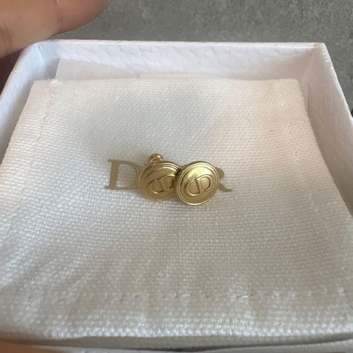 Dior CD Logo Stud Earrings Gold Color