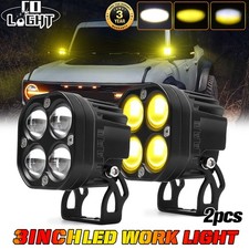 2x 3 Inch Led Cube Amberwhite Fog Pods Square Offroad Driving Work Lights Suv