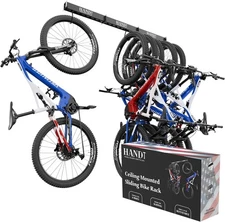 USA Based Ceiling Bike Hanger Slide Mount Up To 6 Bikes, Sliding 1 Set, Black 