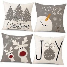 Christmas Pillow Covers 18x18 Set of 4 Christmas 18" x 18" Pack of 4 C2