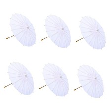 6x DIY-Regenschirme aus weißem Papier zum Bemalen für die