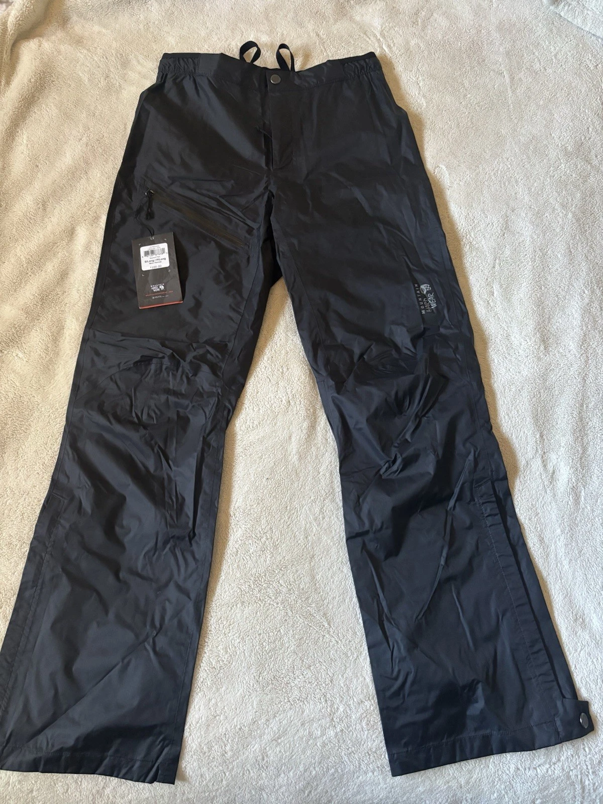 Mountain Hardwear Men's Lightweight Rain Pants Black S/Long Zip Pockets