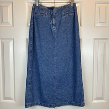 Vintage 90  s Christopher  Banks Women  s Denim Midi Skirt 100 Cotton Size 12
