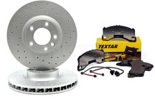 FOR PORSCHE CAYENNE 3.6 S DRILLED FRONT BRAKE DISCS TEXTAR PADS SENSORS 360mm