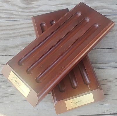2 RARE Vintage Crane's Fine Writing Instruments Fountain Pens Wood Display Stand
