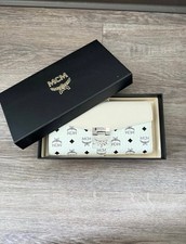 MCM Visetos Leather Crossbody Wallet Bag White Silver Chain - w/ Box  Dustbag