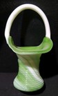 KANAWHA Vintage Slag Glass 6 1/2" Threaded Basket #331ed, 1971, Pastel Green — photo 2