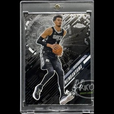 Victor Wembanyama RARE BLACK CHROME CARD TOPPS CHROME SPURS MINT