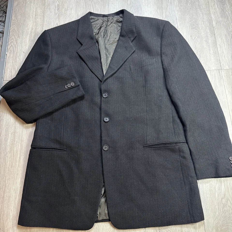 Abrigo Blazer Chaqueta De Colección Giorgio Armani Italia Para Hombre Deportivo Negro 46L Espiga Foto 2 de 4