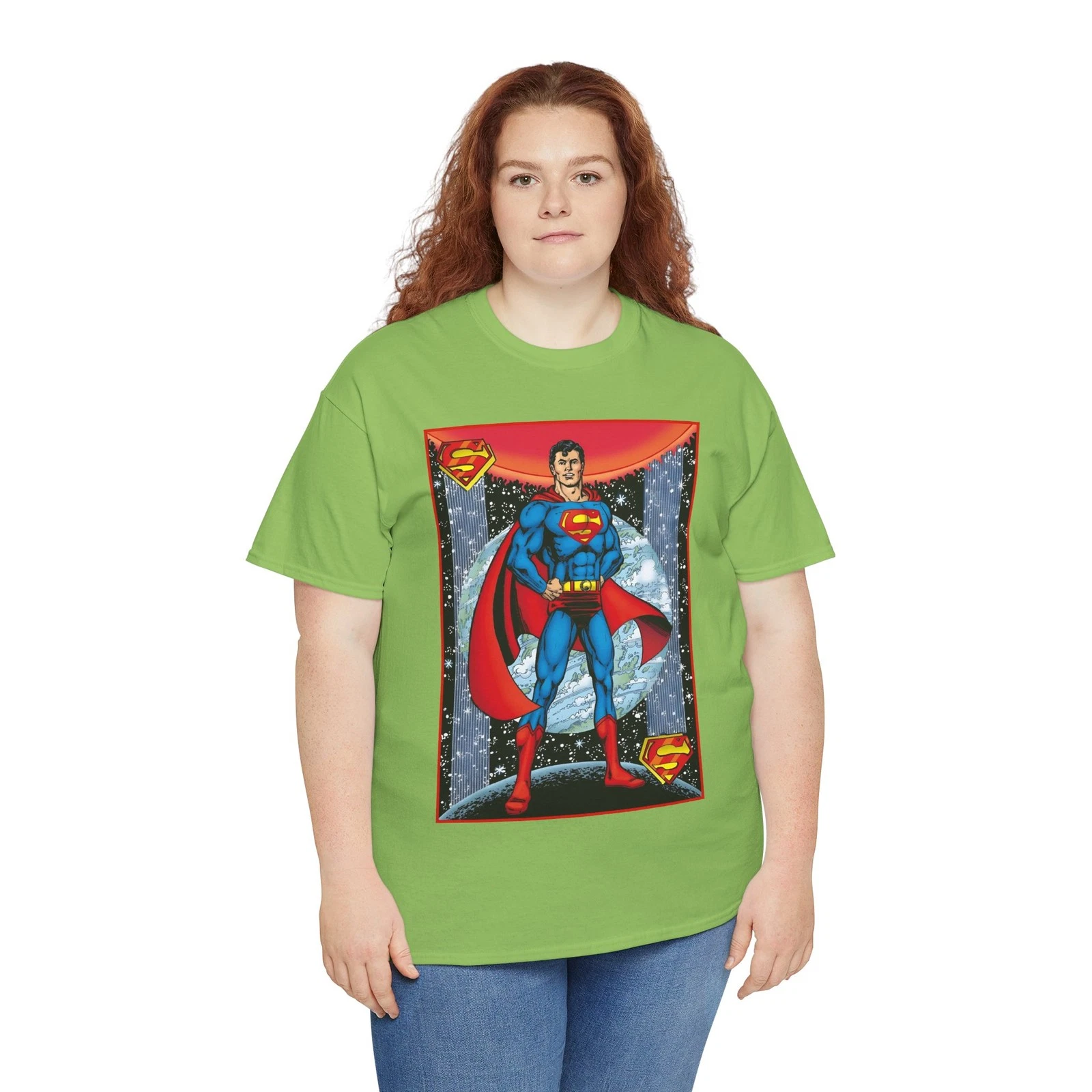 Superman T-Shirt - George Perez Justice League Postcard Art - DC Comics - 1980s