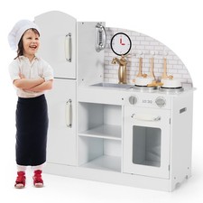 Costway Kids Kitchen Playset Pretend Play Cooking Set w/ Telephone  Vivid