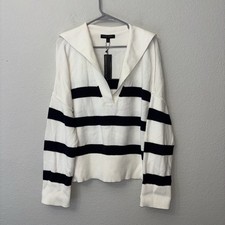 Nuevo con etiquetas Suéter Marinero Banana Republic Azul Marino Rayas Para Mujer Talla XL Pullover