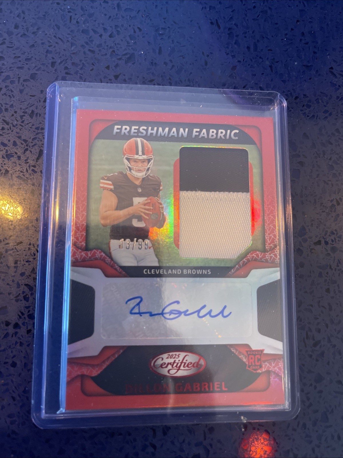 2025 Certified Dillon Gabriel Freshman Fabric Rookie Patch Auto Red /99 #FBC-DGL