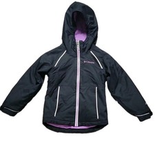 Columbia Youth Winter Coat, Omni-Tech, Black With Purple Accents, Size XXS