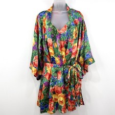 VTG Victorias Secret Robe Slip Dress Set Women's M Floral Gold Label Romantic