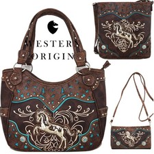 Western Horse Concealed Carry Purse Handbag Women Shoulder Bag Crossbody Wallet