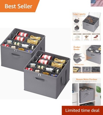Shoe Storage Organizer Closet Shoe Box Containers with Clear Cover Foldable Grey