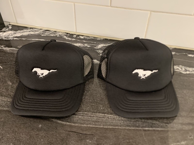 Ford Mustang Pony Snapback Adjustable Black Hats New Lot of 2 Fox Body Stang 5.0