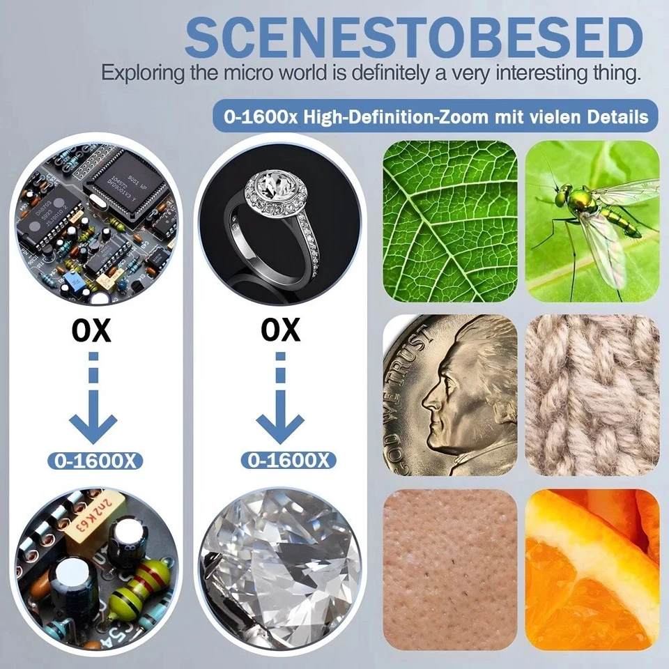 Mini USB Digital Mikroskop Lupe 1600X HD Microscope Kamera 8 LED für Handy PC - Bild 3 von 4