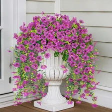 2PCS Artificial Hanging Flowers, 132 Violet and Eucalyptus Vines Fake Hanging...