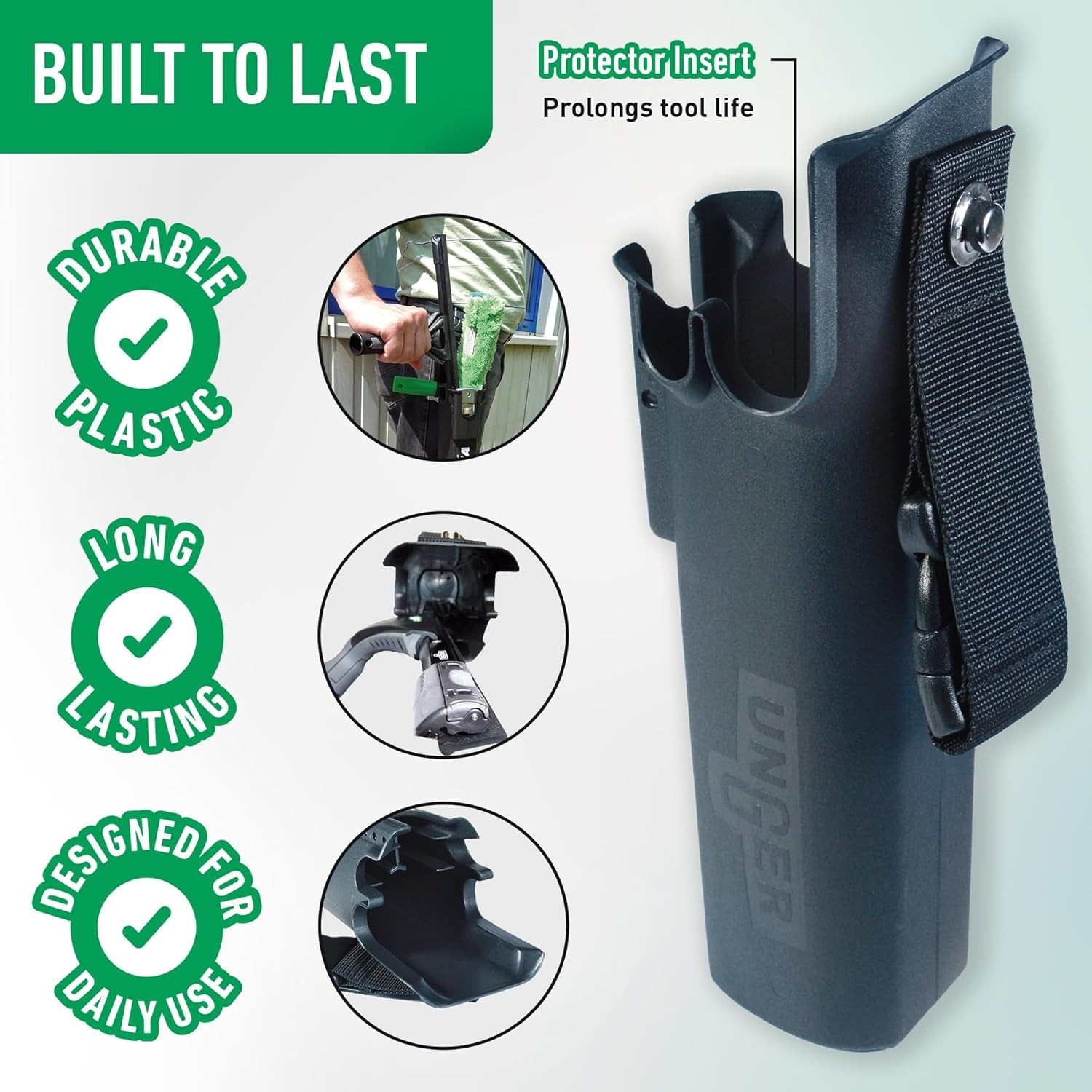 Unger ErgoTec Ninja Bucket On A Belt Window Glass Cleaning Holster For Squeegee