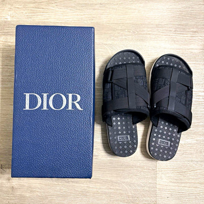 Dior Men s US 7 Black/White Logo Slide Sandals Rubber Slip-On w/ Box
