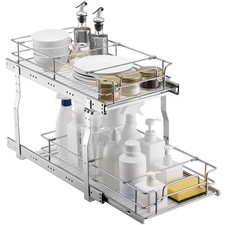 2-Tier Wire Pull Out Cabinet Under Sink Organizer 12"W x 21"Dx15.2"H