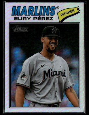 2026 Topps Heritage Refractor Eury Perez Miami Marlins #18