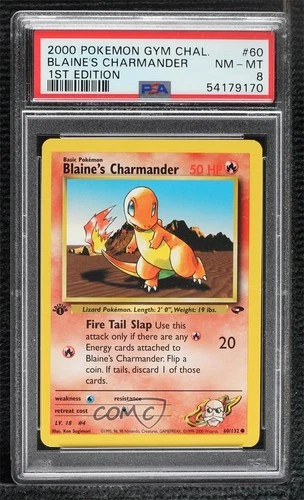 Blaine's Charmander 1st Ed. Pokemon Gym Challenge PSA 8 2000