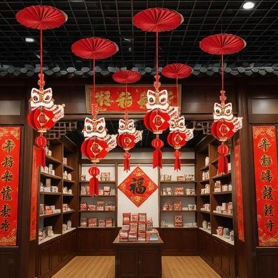 6x Chinesisches Neujahr Deckendekoration 2026 traditionell leicht Deko