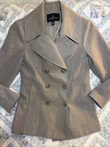 Women’s Tan London fog Peacoat Size Medium Wool Blend