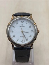 Montre Homme Vintage Festina 8600 Quartz Bicolore Cuir Noir