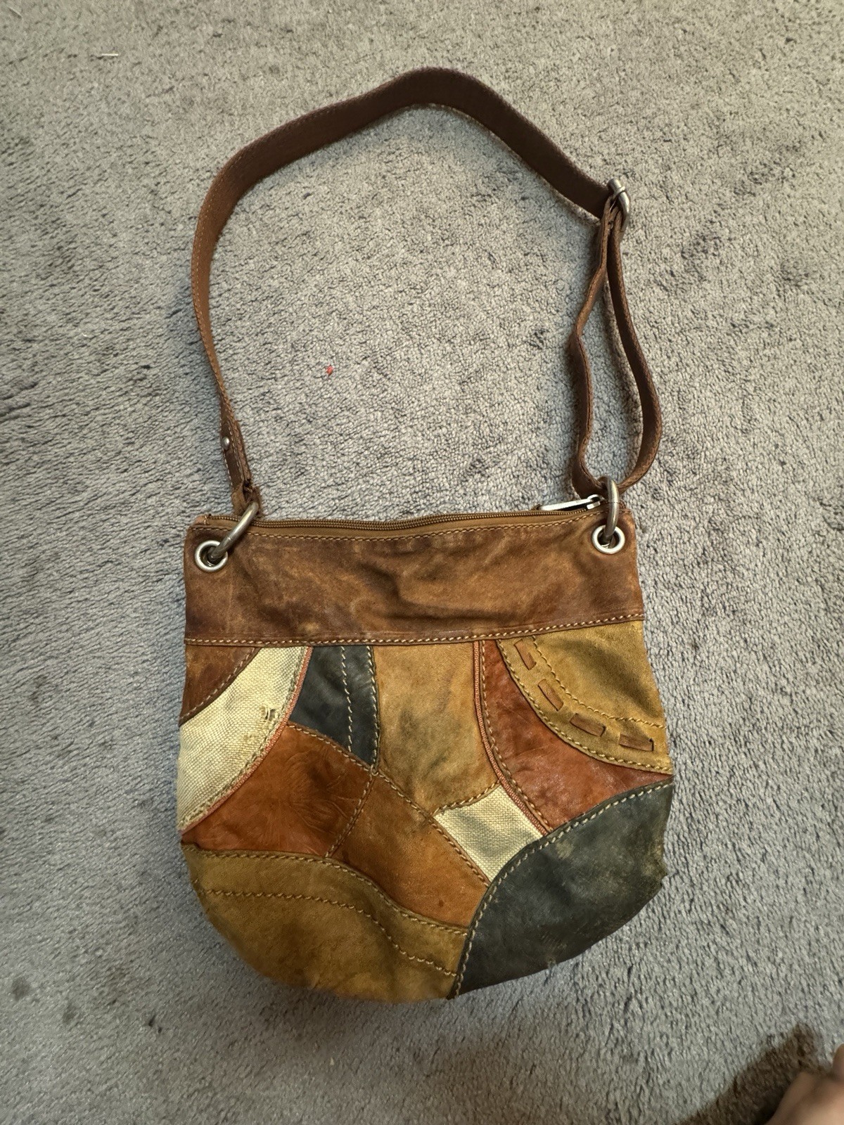 Fossil Leather Patchwork Crossbody Bag