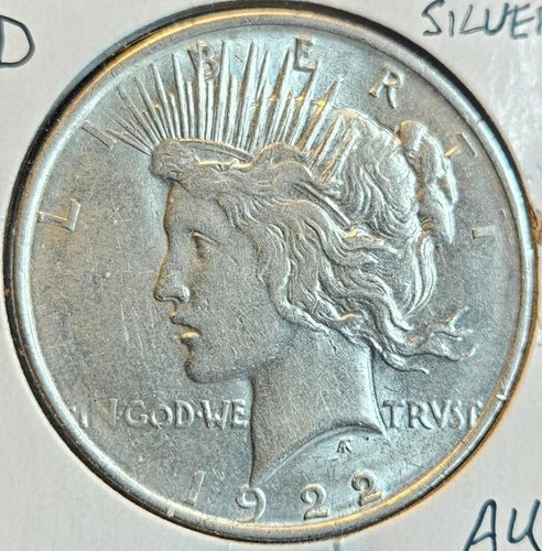 1922 D Peace Silver Dollar- Fineness .90- AU Condition