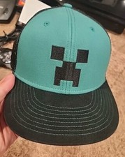 Green Adjustable Minecraft Creeper Snapback H...