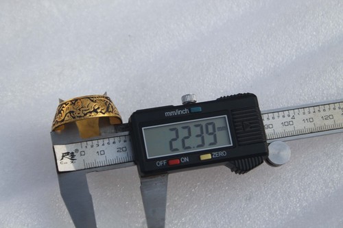 old Mughal Islamic ottoman jungle hunting gold damascened archery's thumb ring - Picture 24 of 24