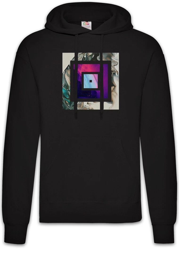 Abstract Squares Hoodie Pullover Random Abstract Art Colourful Forms Oldschool