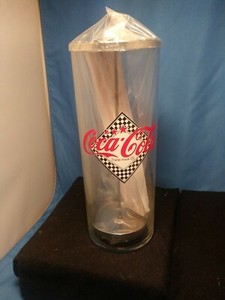 Vintage-Coca-Cola-Straw-Dispenser-Holder-Glass-amp-Chrome-Diner-Style-Coke-NEW-NEW