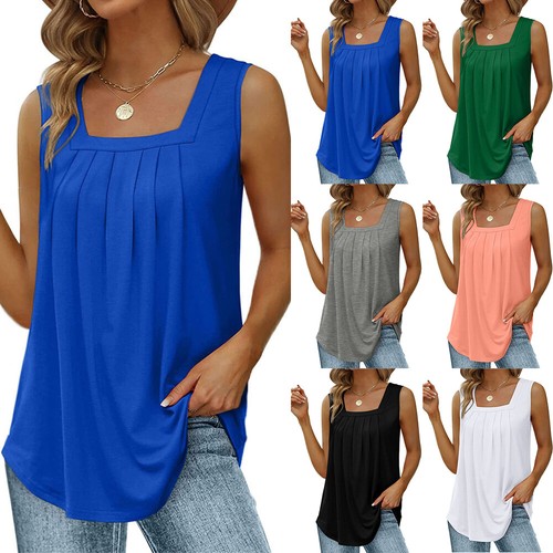 Womens Sleeveless Loose Tank Vest Long Tops Ladies Casual Flow T-Shirt  Blouse US | eBay
