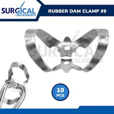 10 Pcs Endodontic Rubber Dam Clamps #9 Set Stainless Steel German Grade