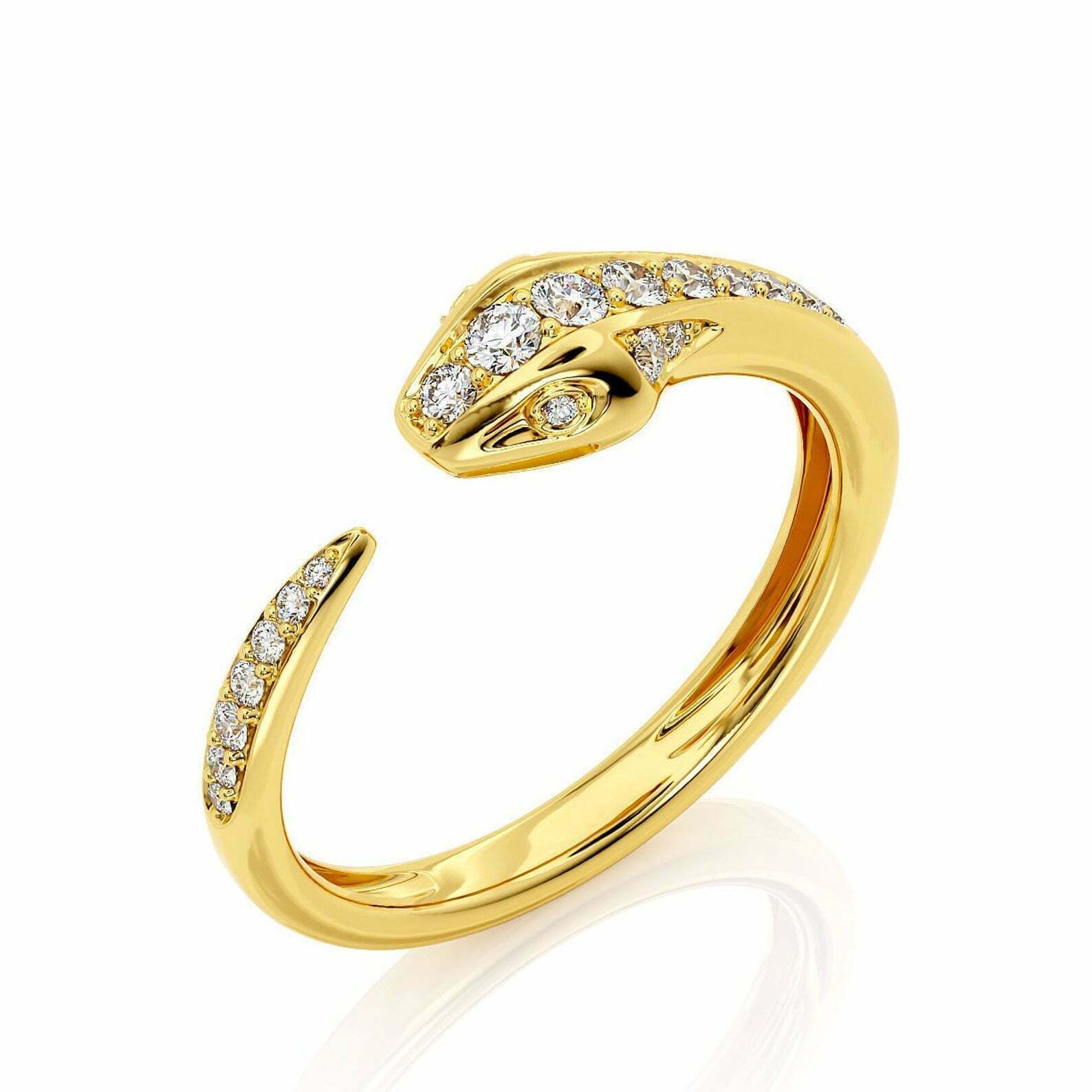 2.5ct Round Lab-Created Moissanite Engagement Ring Snake Design Open Gold Plated