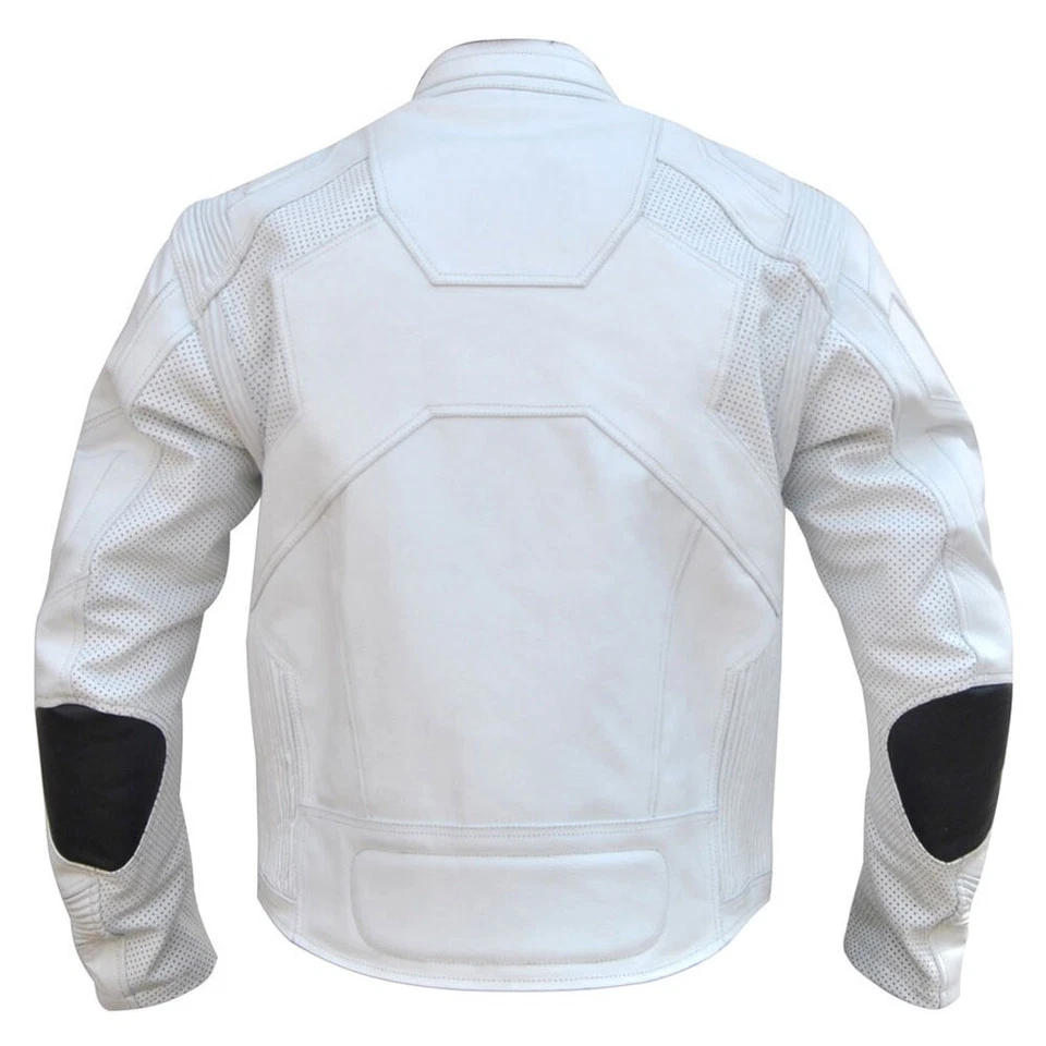Hombres Blanco Tom Cruise Oblivion Motocicleta Cuero Chaqueta/Jack Harper Motociclista Chaqueta Foto 3 de 4