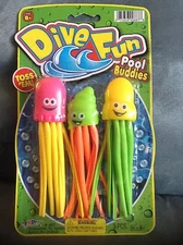 JA-RU INC. DIVE FUN POOL BUDDIES 3 PIECE 5 1/2 X 9 FOR AGES 6+ - NEW IN PACKAGE