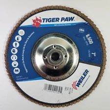 WEILER TIGER PAW 51139 7 inch ABRASIVE FLAP DISCS 7" X 5/8-11 36Z GRIT, 5 Pack