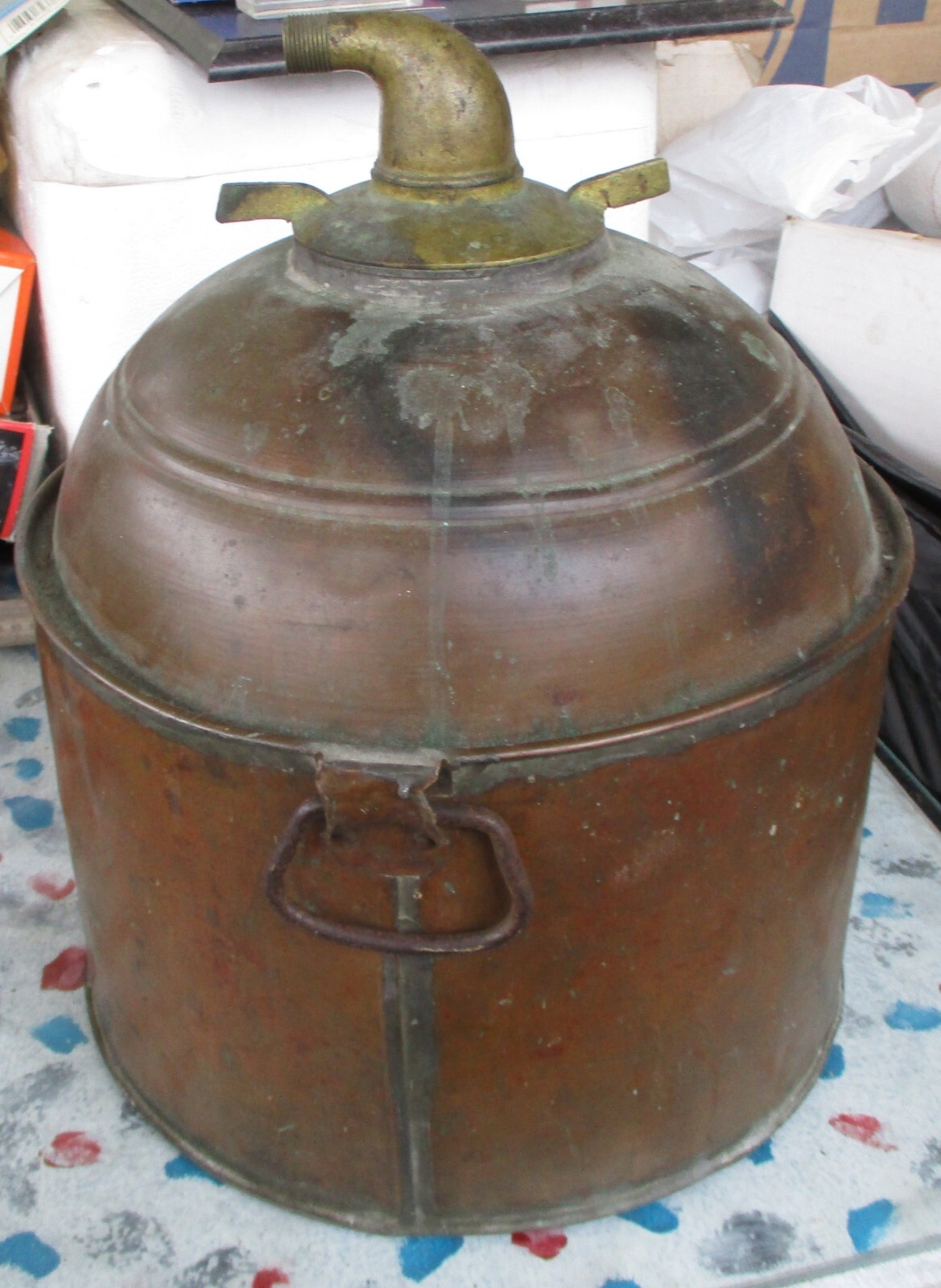 Vintage antique copper moonshine whiskey still distiller boiler For Display Only