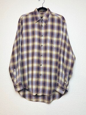 ACORN by Bob Goldfeder Men's Light Weight Flannel Plaid Button Shirt Size Medium