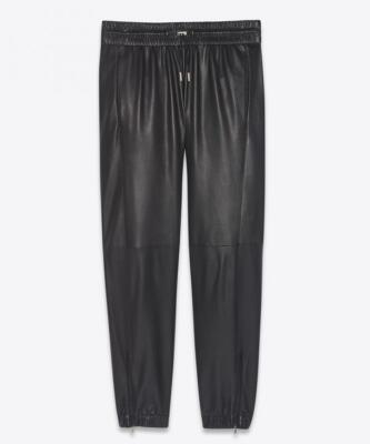 SAINT LAURENT 3300$ Leather Sweatpants - Black, Nappa