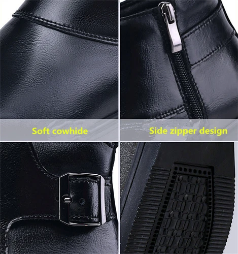 Herren Echtleder Spitz zulaufend Elegant Business Chelsea Schuhe Stiefeletten - Bild 6 von 30